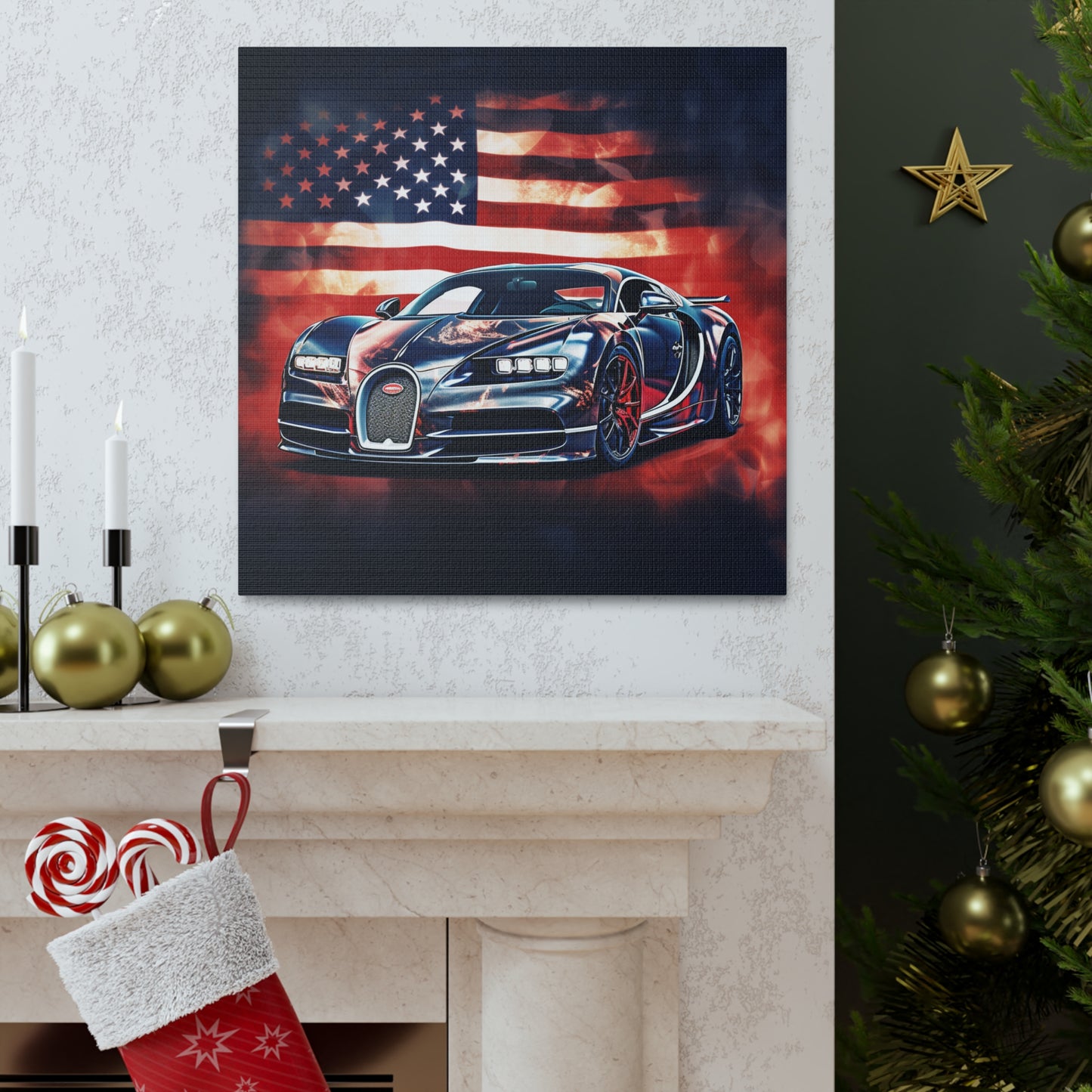 Canvas Gallery Wraps Abstract American Flag Background Bugatti 4