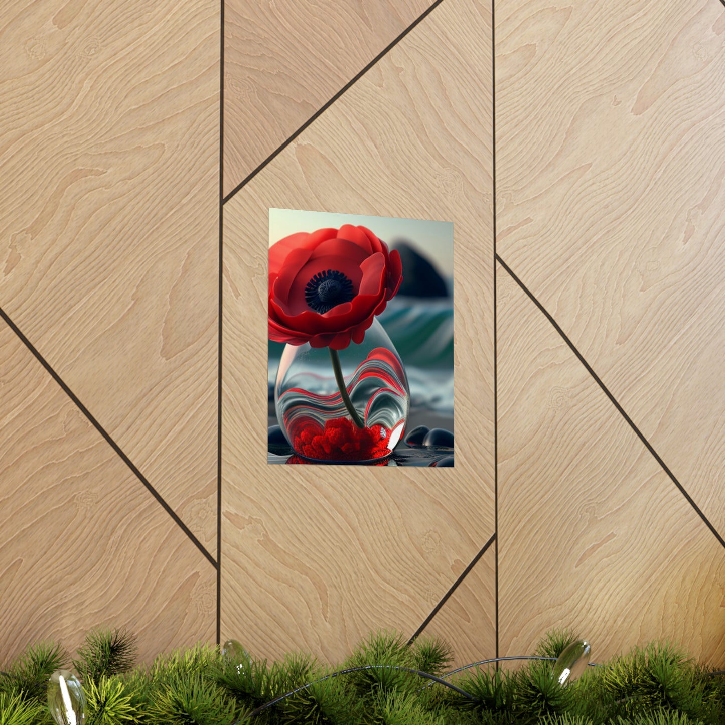 Premium Matte Vertical Posters Red Anemone in a Vase 1