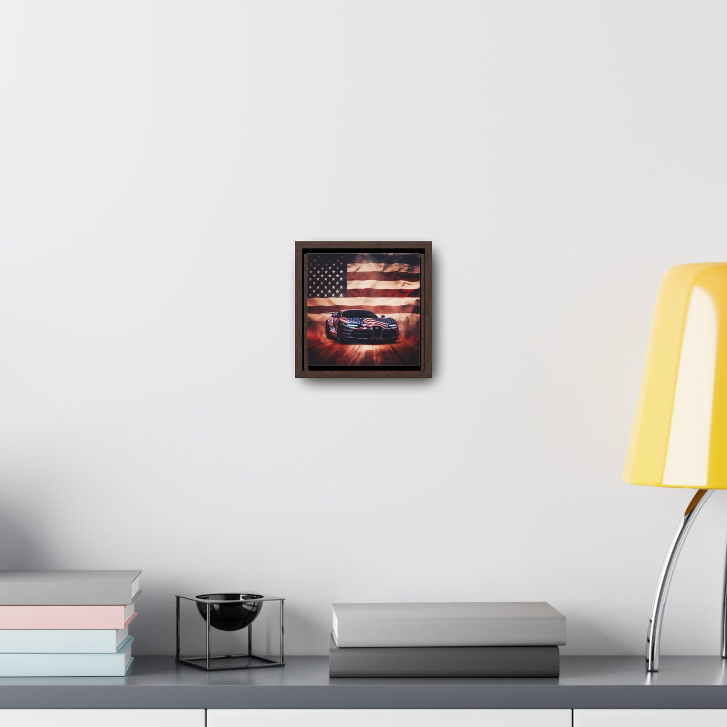 Gallery Canvas Wraps, Square Frame Abstract American Flag Background Bugatti 2