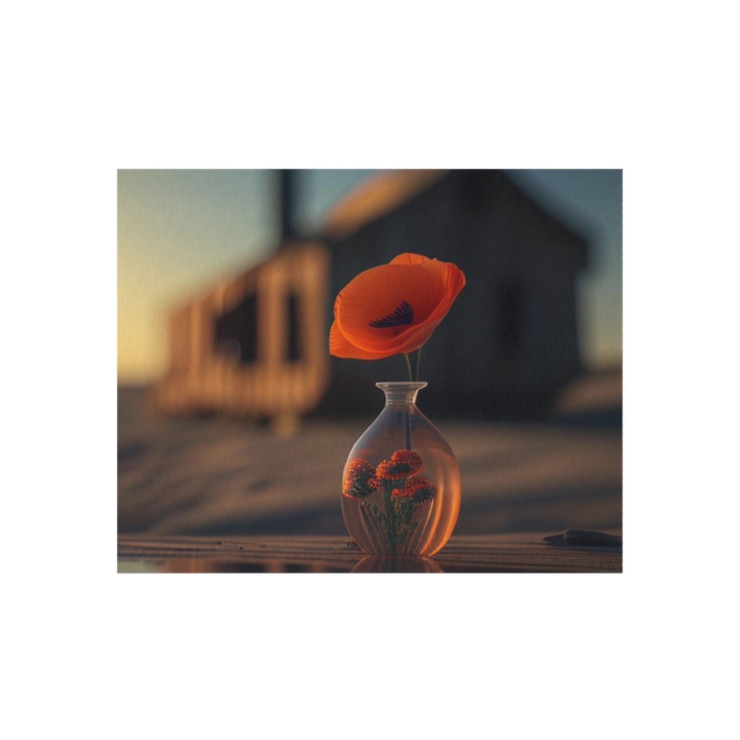Outdoor Rug  Orange Poppy in a Vase 3