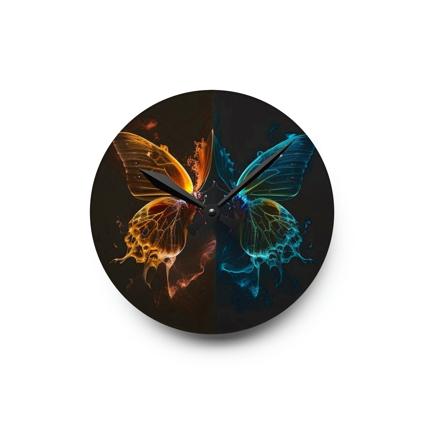 Acrylic Wall Clock Kiss Neon Butterfly 1