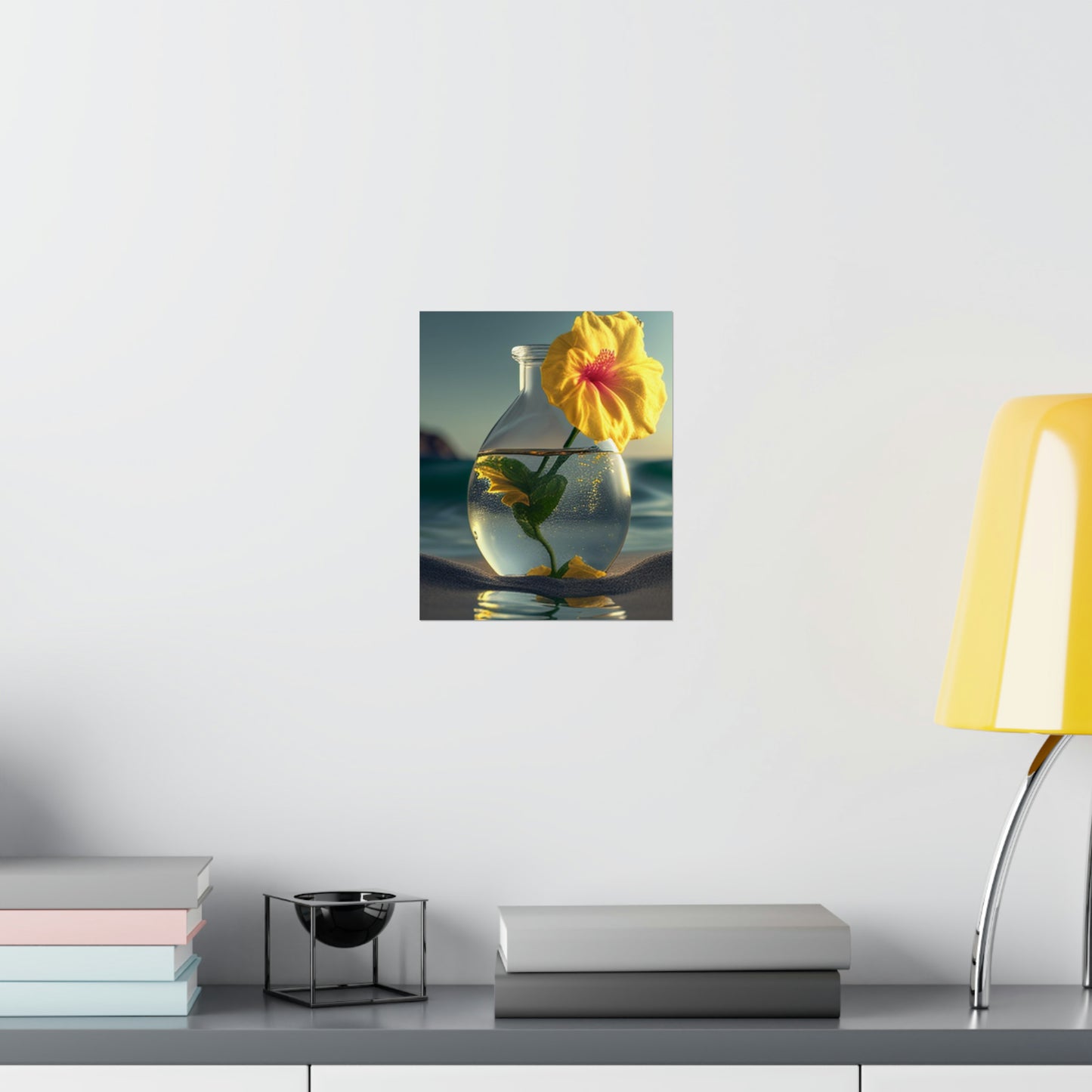 Premium Matte Vertical Posters Yellow Hibiscus glass 2