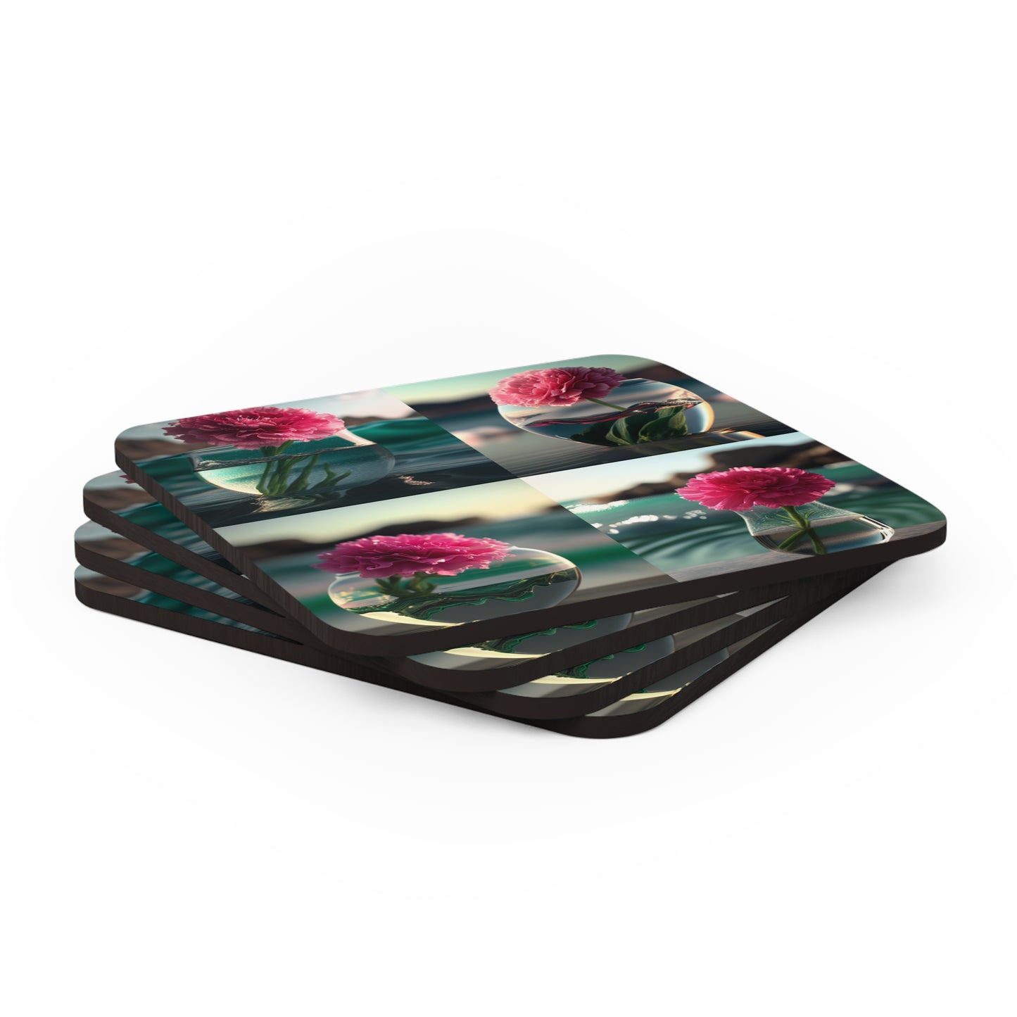 Corkwood Coaster Set Carnation 5