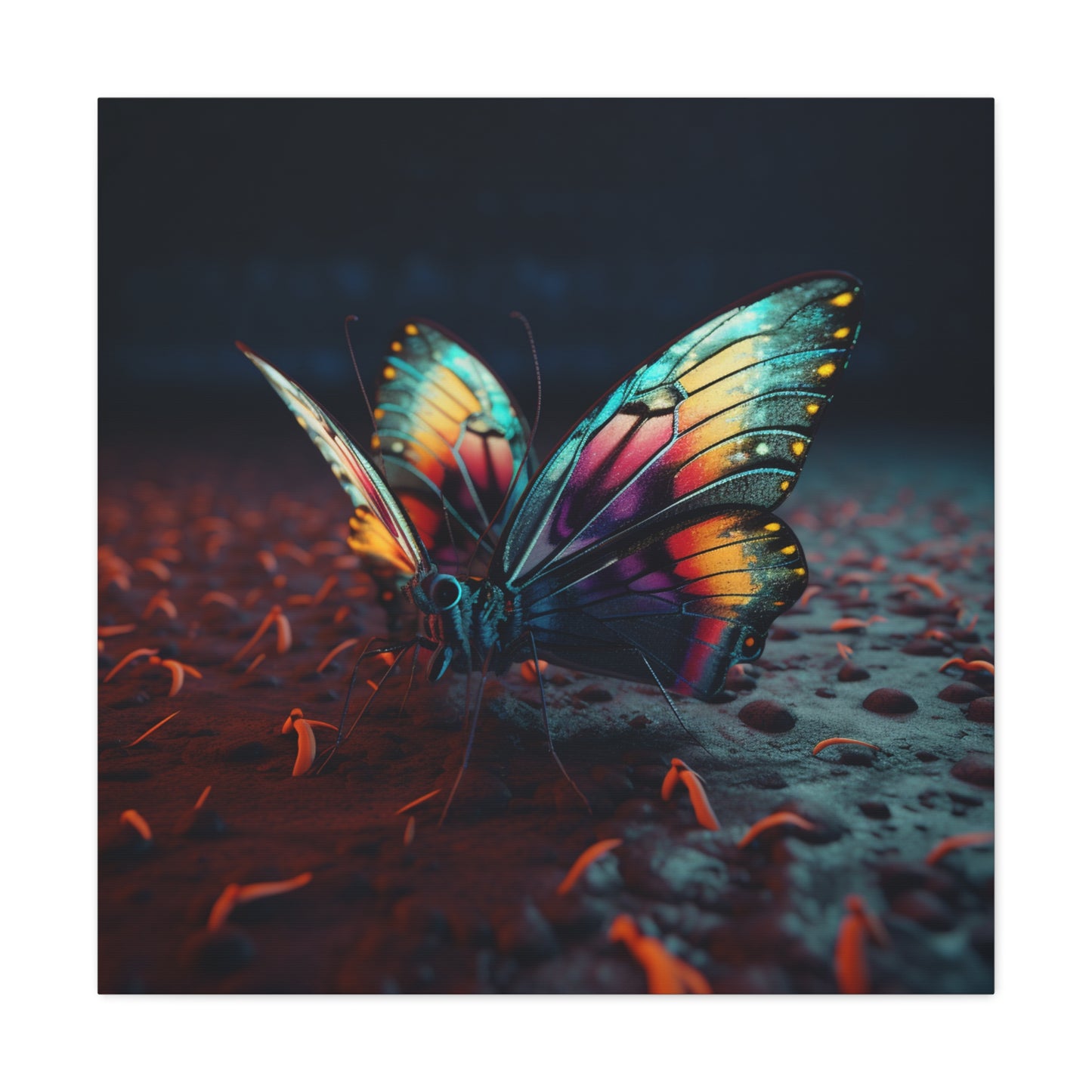 Canvas Gallery Wraps Hyper Colorful Butterfly Macro 1