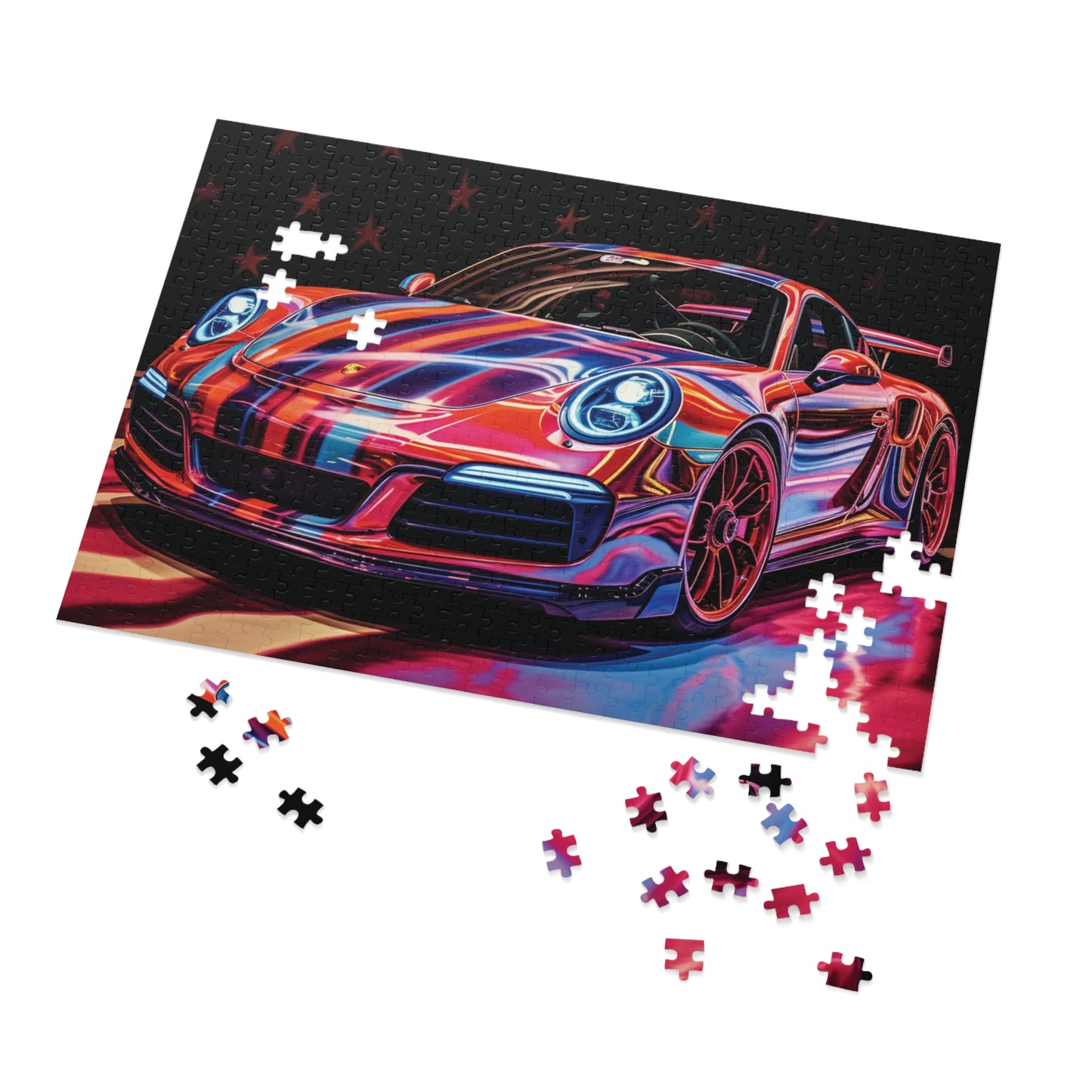 Jigsaw Puzzle (30, 110, 252, 500,1000-Piece) Macro American Flag Porsche 4