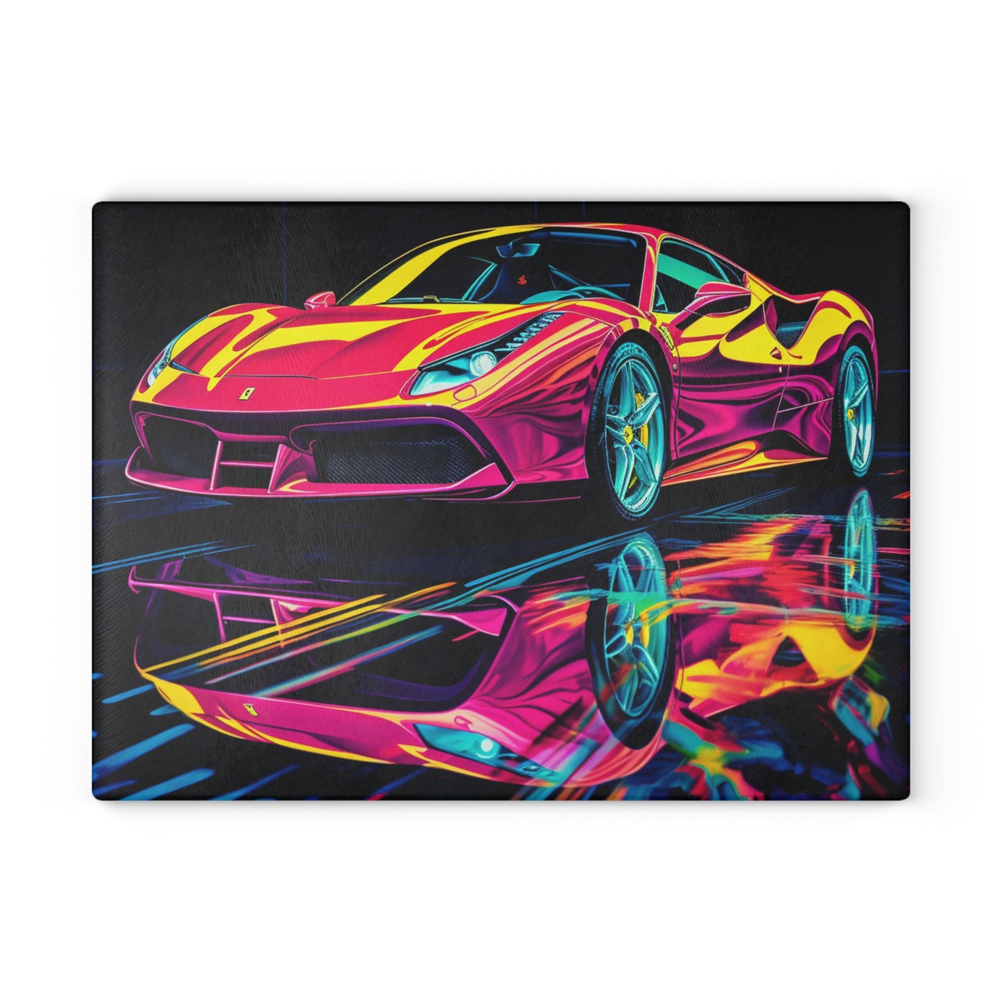 Glass Cutting Board Pink Ferrari Macro 1