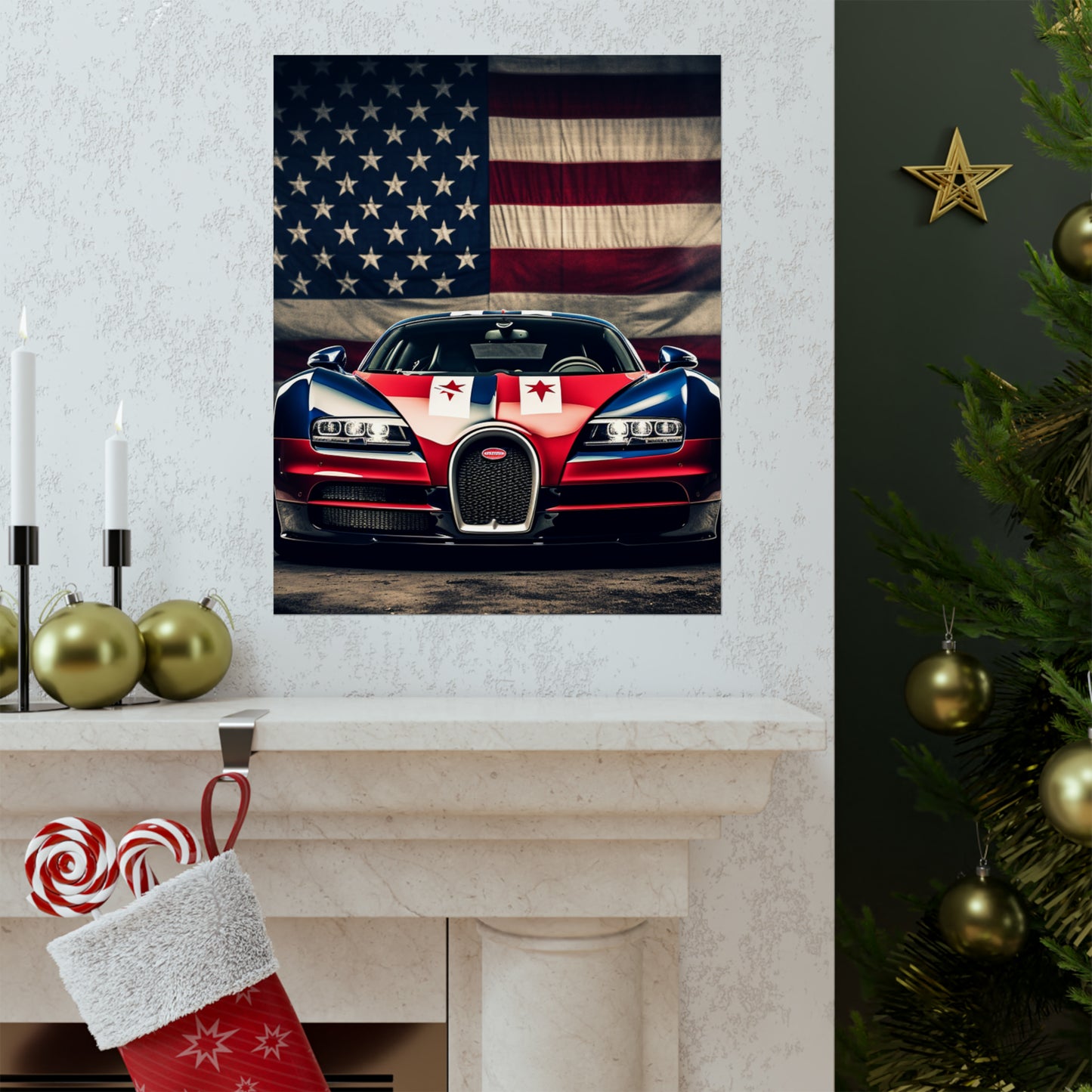 Premium Matte Vertical Posters Bugatti American Flag 3