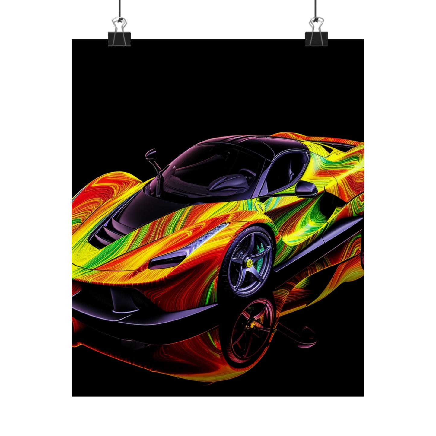 Premium Matte Vertical Posters Ferrari Neon 4