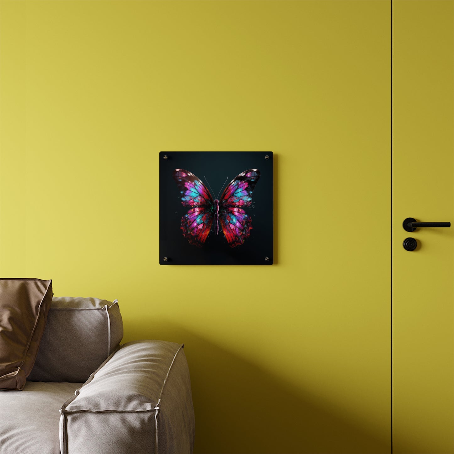 Acrylic Wall Art Panels Hyper Colorful Butterfly Macro 3