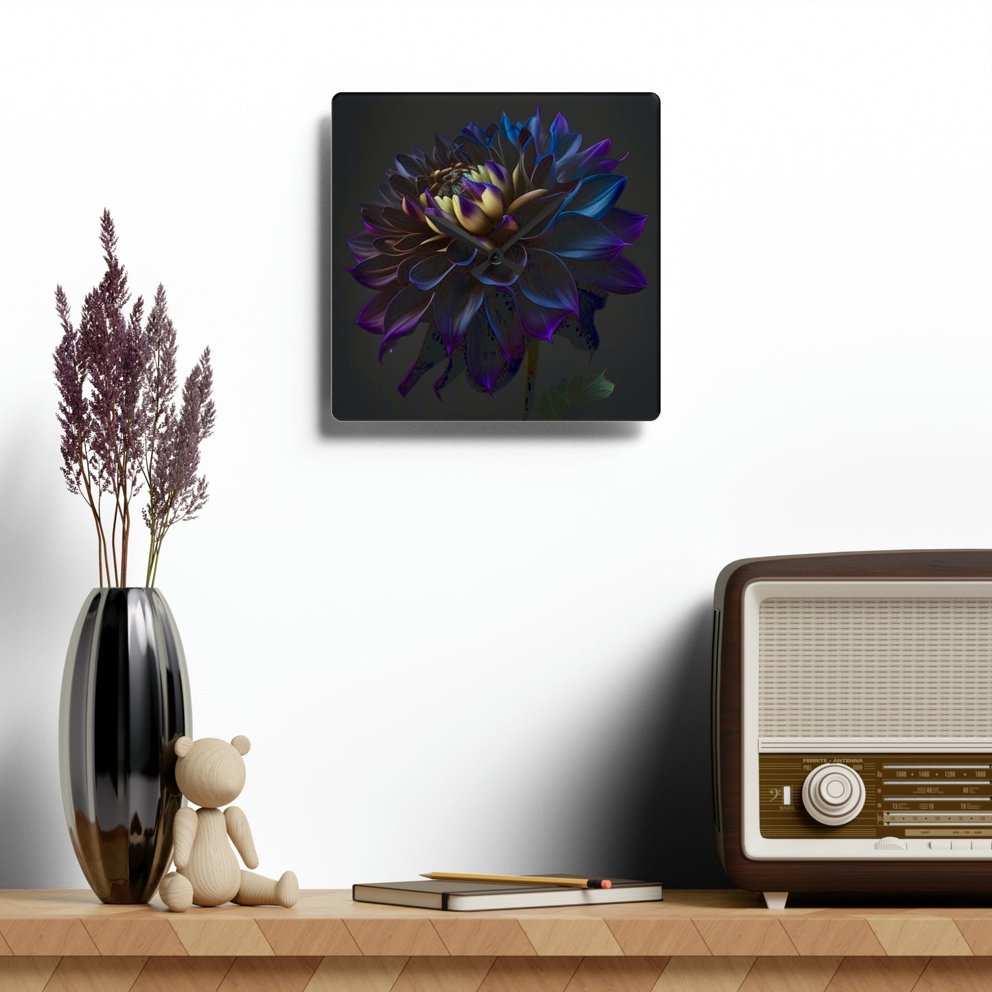 Acrylic Wall Clock Dahlia Purple 1