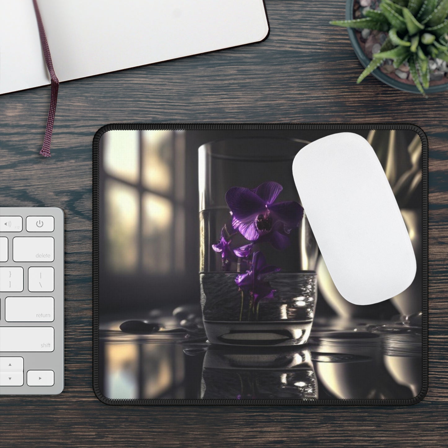 Gaming Mouse Pad  Purple Orchid Glass vase 4