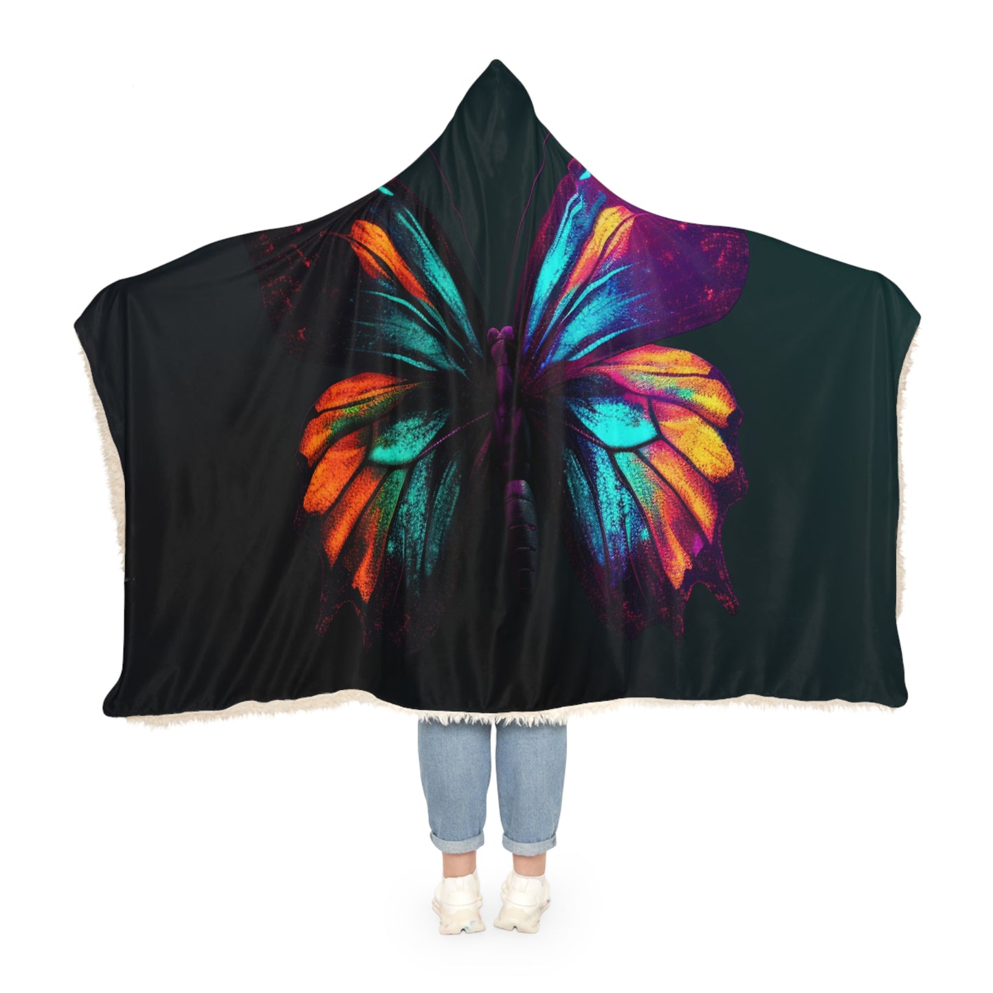 Snuggle Hooded Blanket Hyper Colorful Butterfly Macro 4