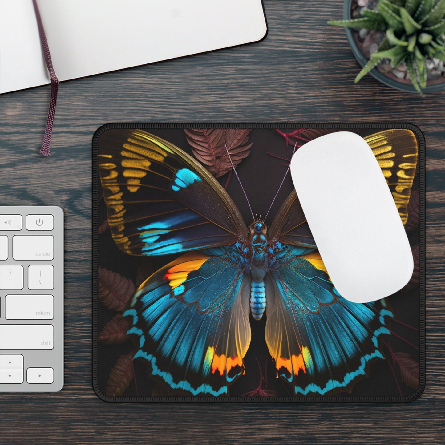 Gaming Mouse Pad  Neon Butterfly Flair 1