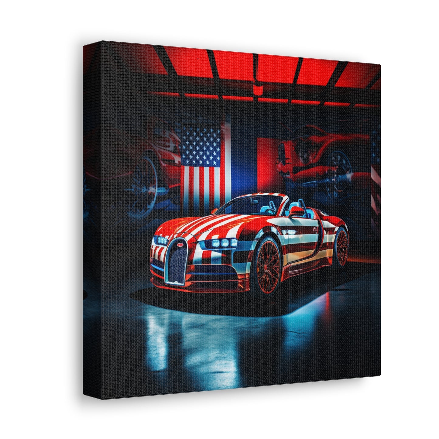 Canvas Gallery Wraps Macro Bugatti American Flag 2