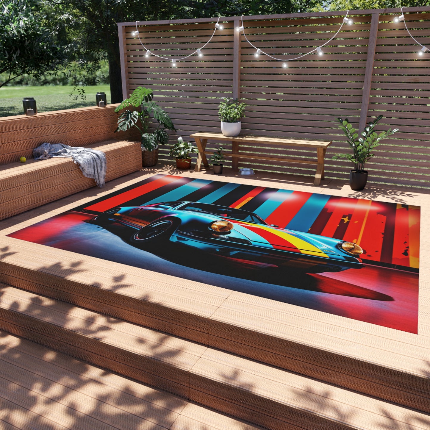 Outdoor Rug  Macro American Flag Porsche 3