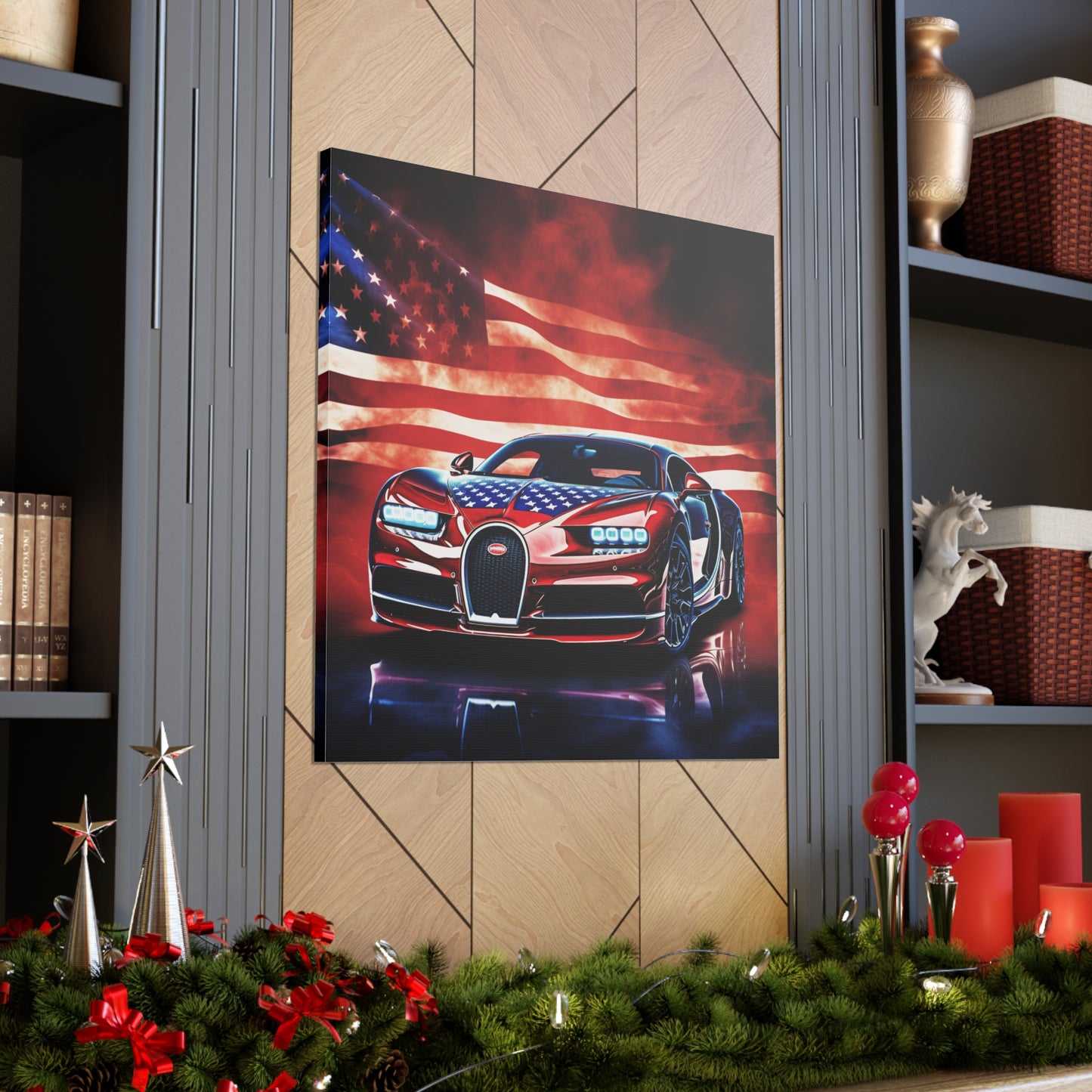 Canvas Gallery Wraps Abstract American Flag Background Bugatti 3