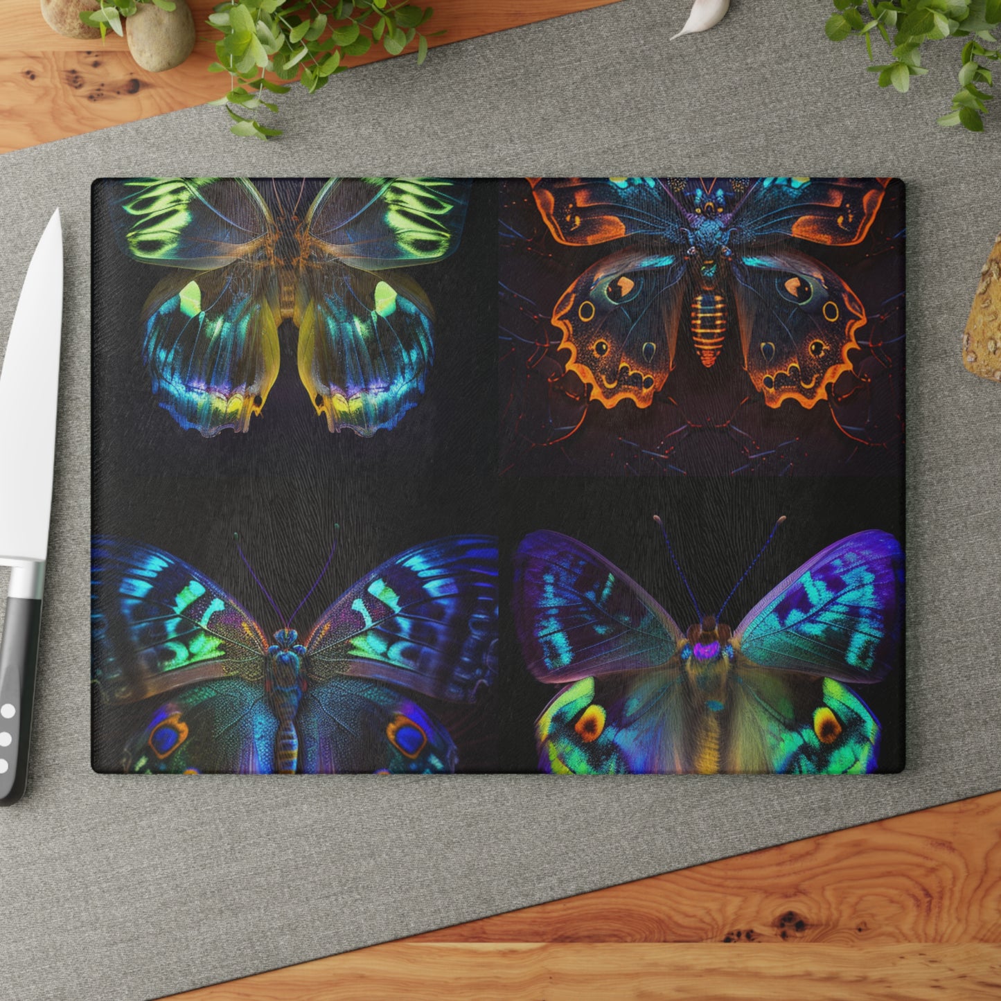 Glass Cutting Board Neon Hue Butterfly 5