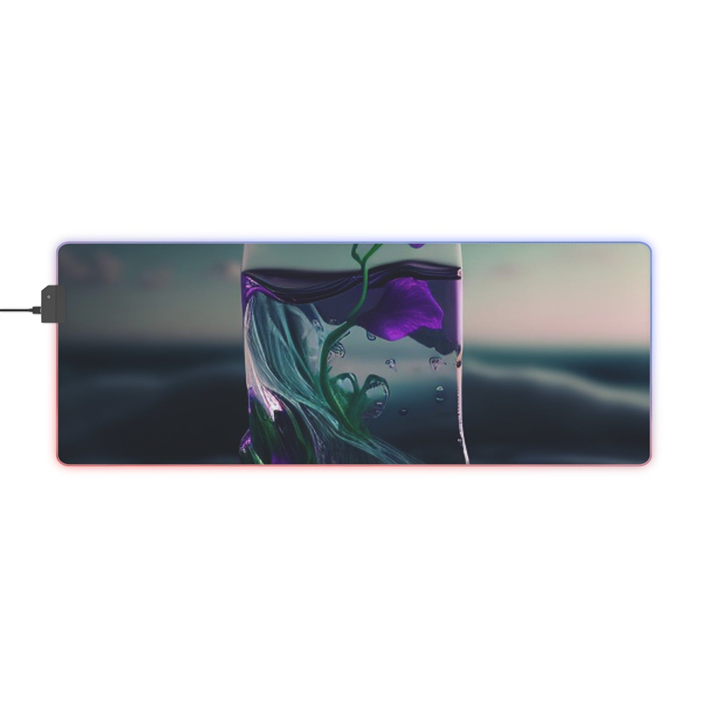 LED Gaming Mouse Pad Purple Sweet pea in a vase 3