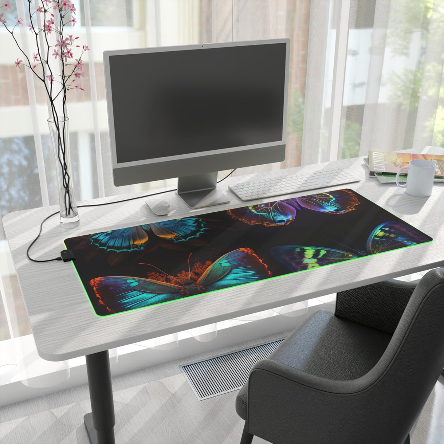 LED Gaming Mouse Pad Neon Butterfly Flair 5