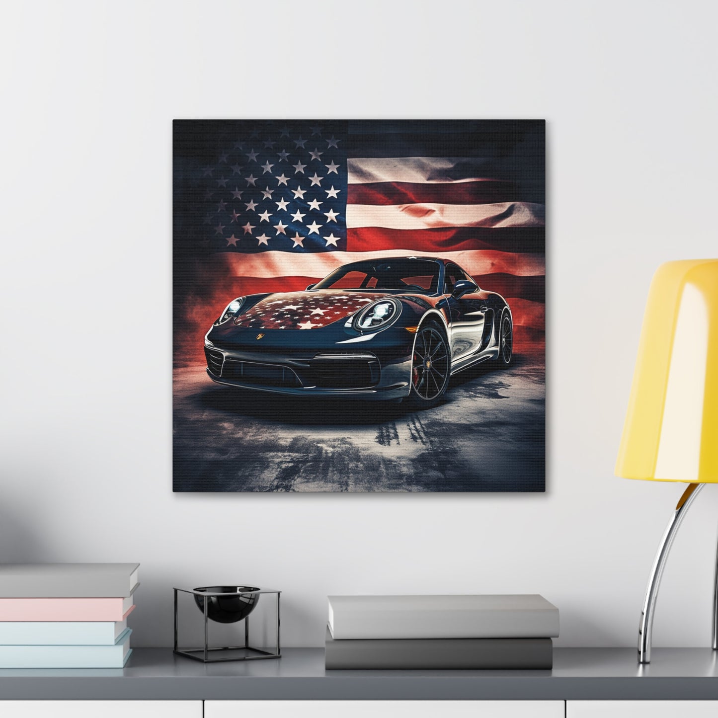 Canvas Gallery Wraps Abstract American Flag Background Porsche 2