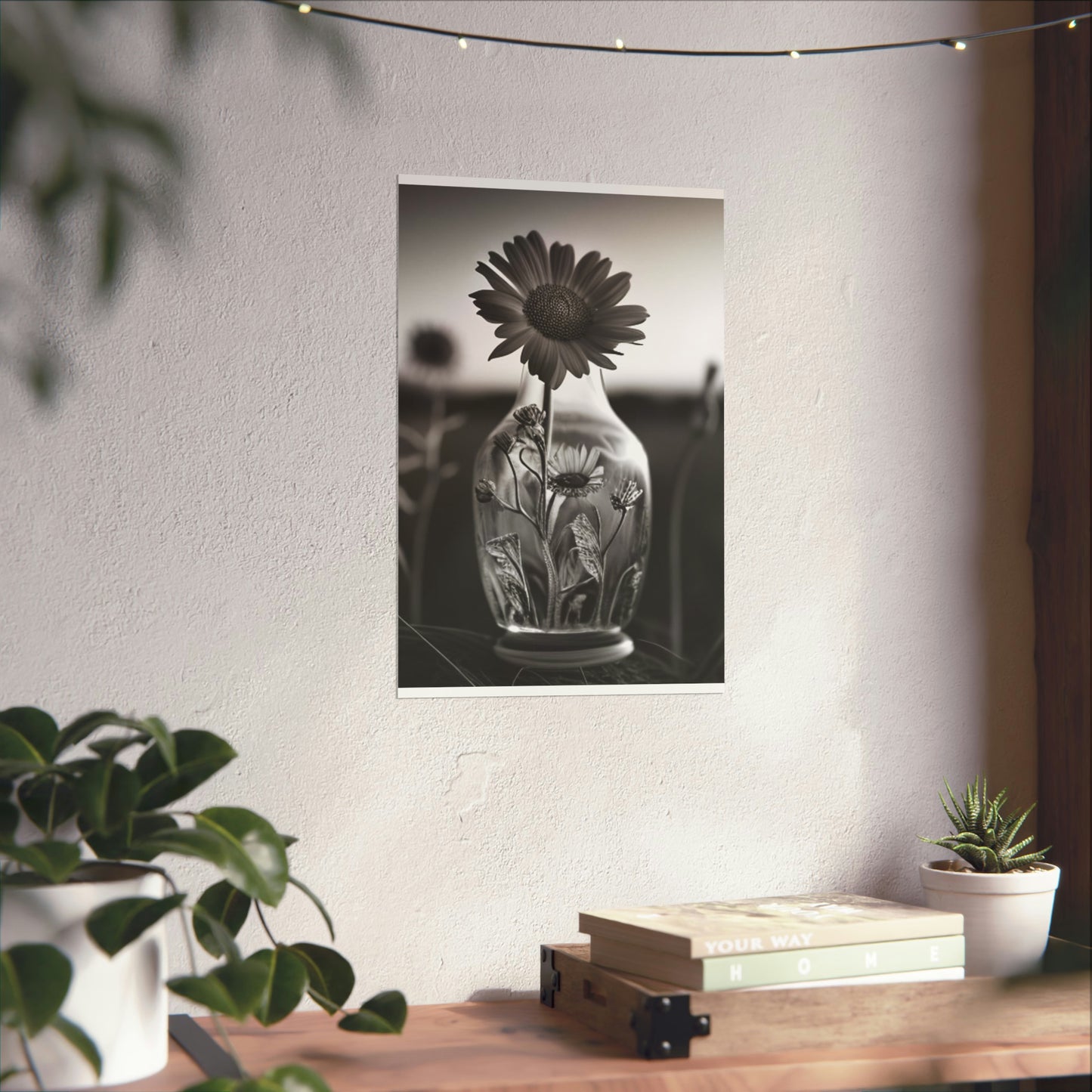 Premium Matte Vertical Posters Yellw Sunflower in a vase 2