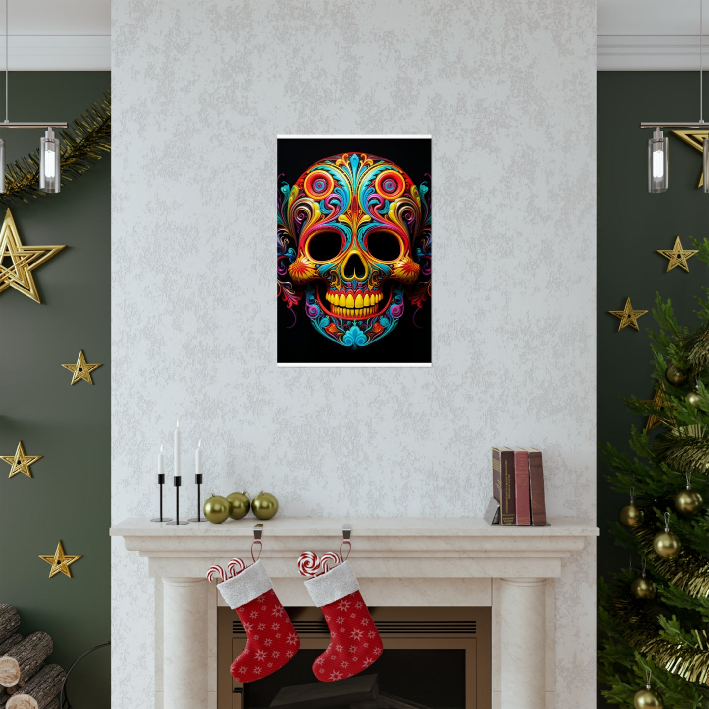 Premium Matte Vertical Posters Macro Skull Color 1