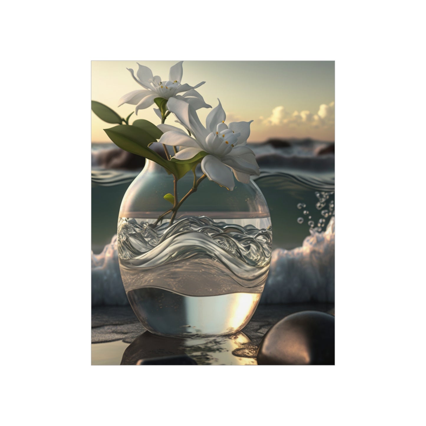 Premium Matte Vertical Posters Jasmine glass vase 2