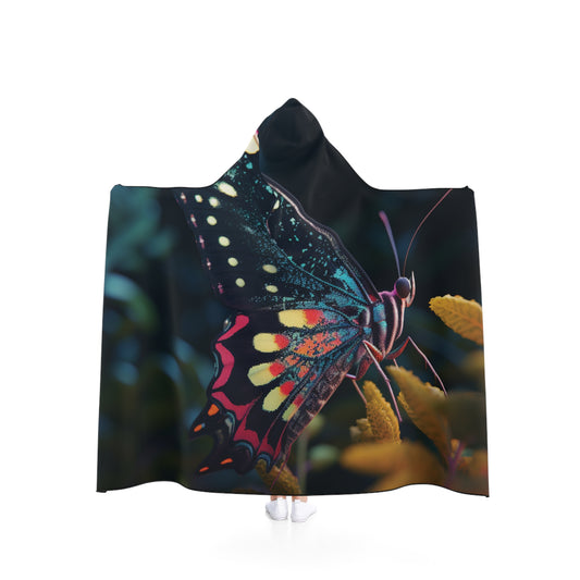 Hooded Blanket Hyper Colorful Butterfly Macro 2