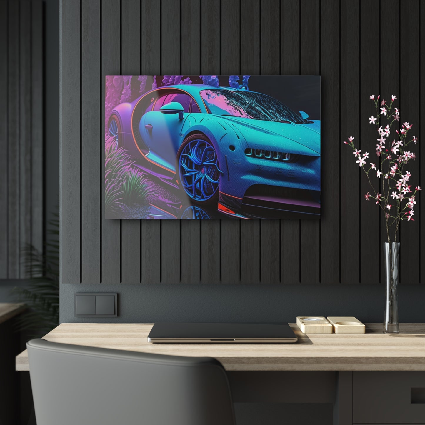 Acrylic Prints Bugatti Neon Chiron 2