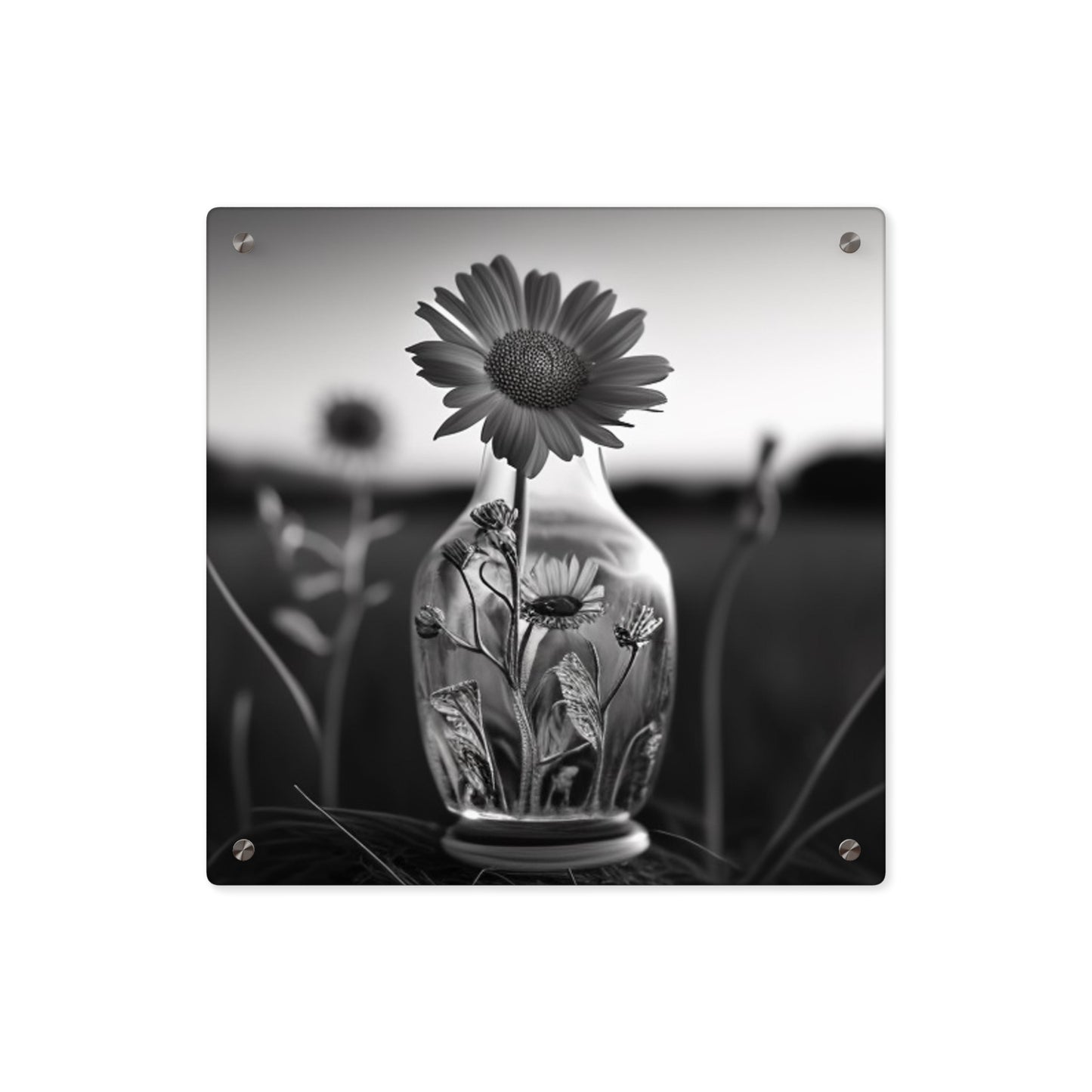 Acrylic Wall Art Panels Yellw Sunflower in a vase 2