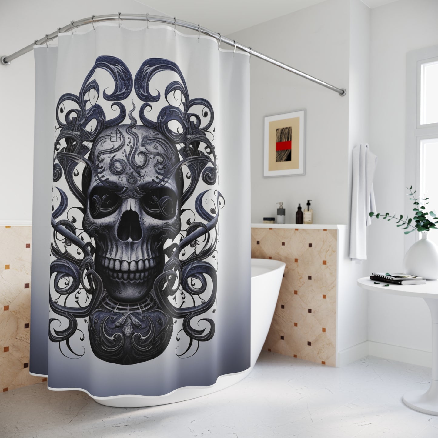 Polyester Shower Curtain Skull Treble Clef 1