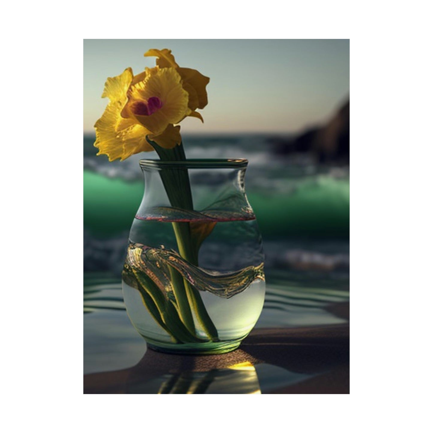 Premium Matte Vertical Posters Yellow Gladiolus glass 1