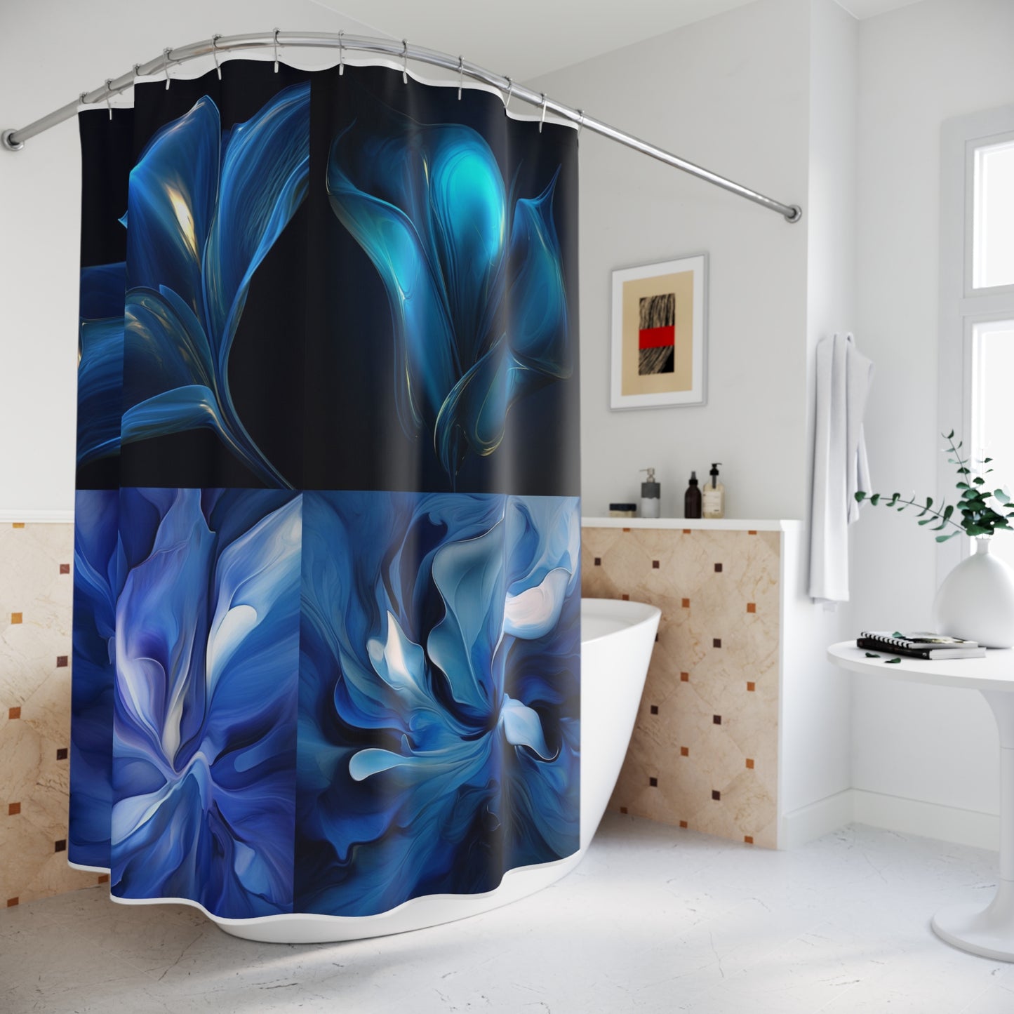 Polyester Shower Curtain Abstract Blue Tulip 5