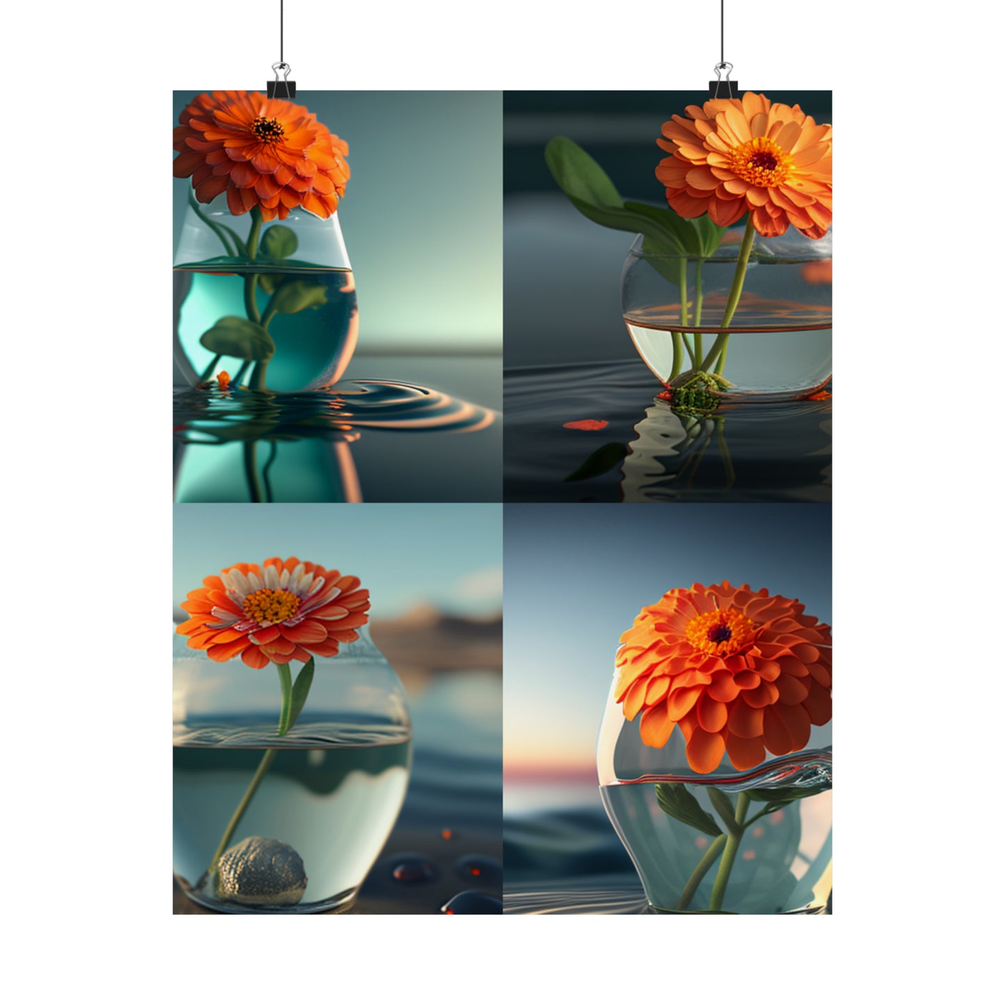 Premium Matte Vertical Posters Orange Zinnia 5