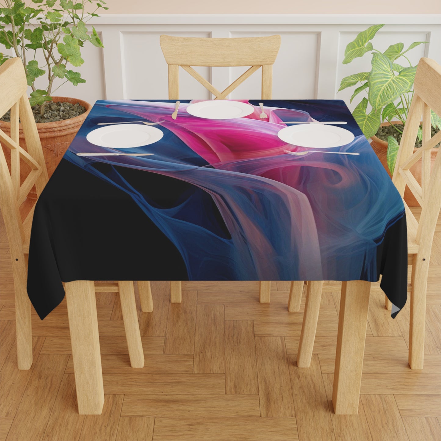 Tablecloth Pink & Blue Tulip Rose 3