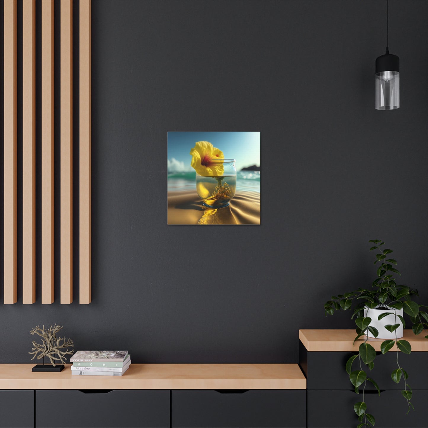 Canvas Gallery Wraps Yellow Hibiscus glass 1