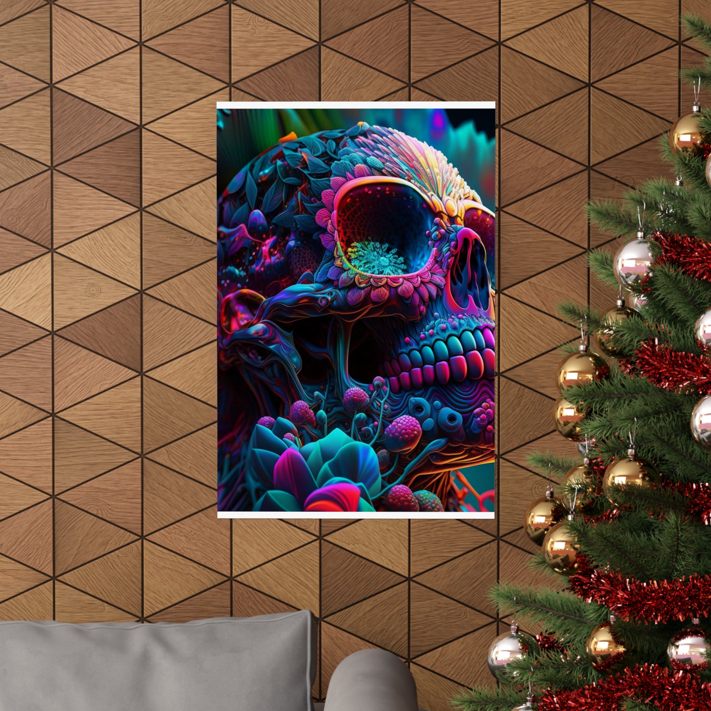 Premium Matte Vertical Posters Florescent Skull Death 3