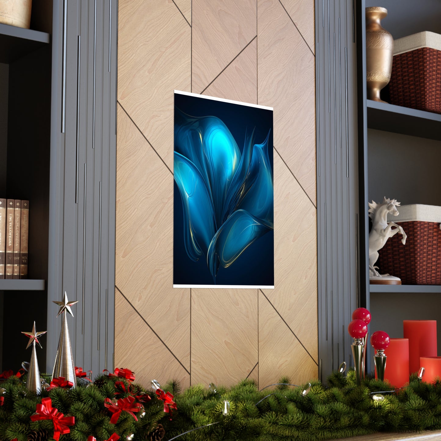 Premium Matte Vertical Posters Abstract Blue Tulip 2