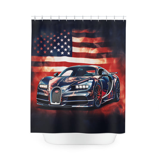 Polyester Shower Curtain Abstract American Flag Background Bugatti 4