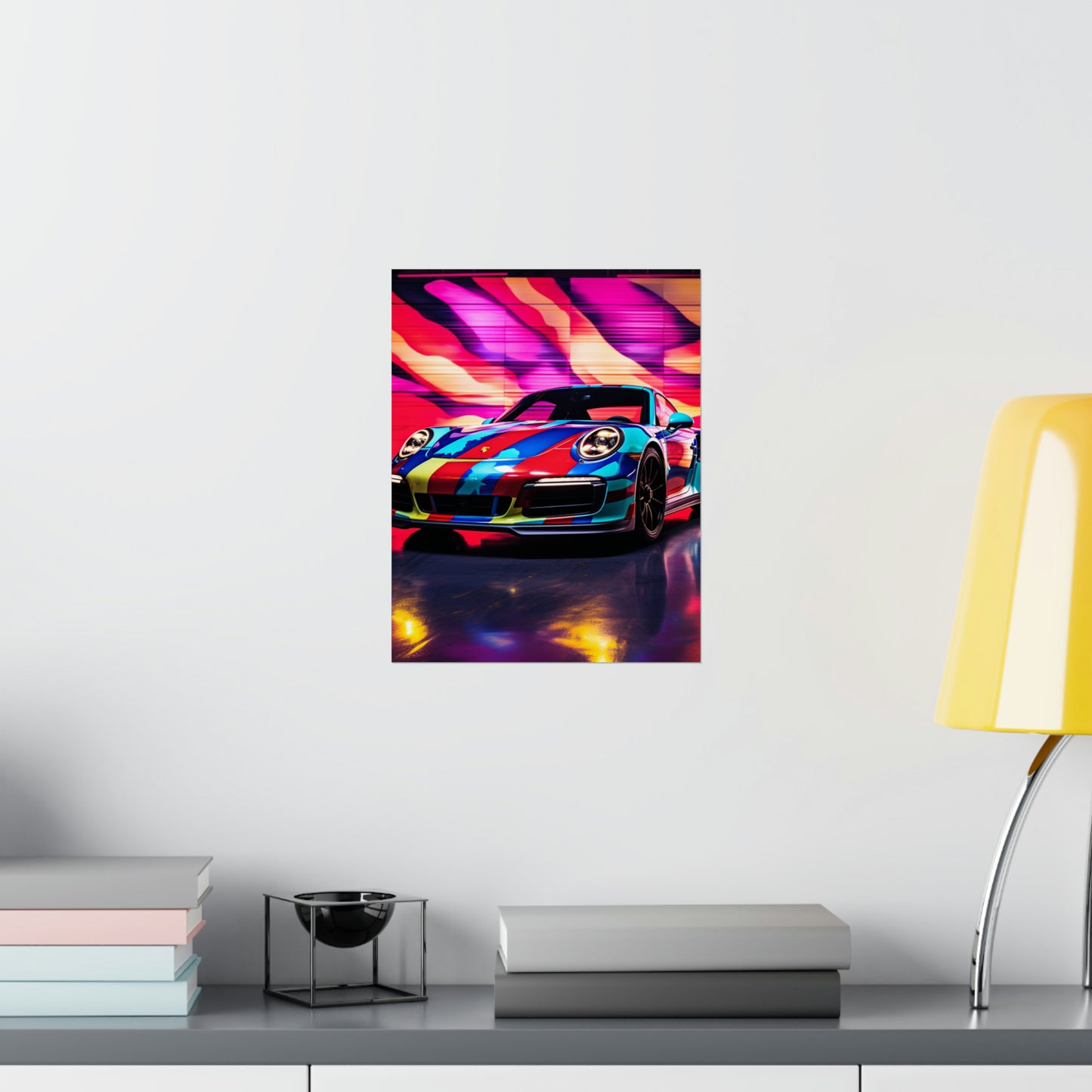 Premium Matte Vertical Posters Macro American Flag Porsche 1