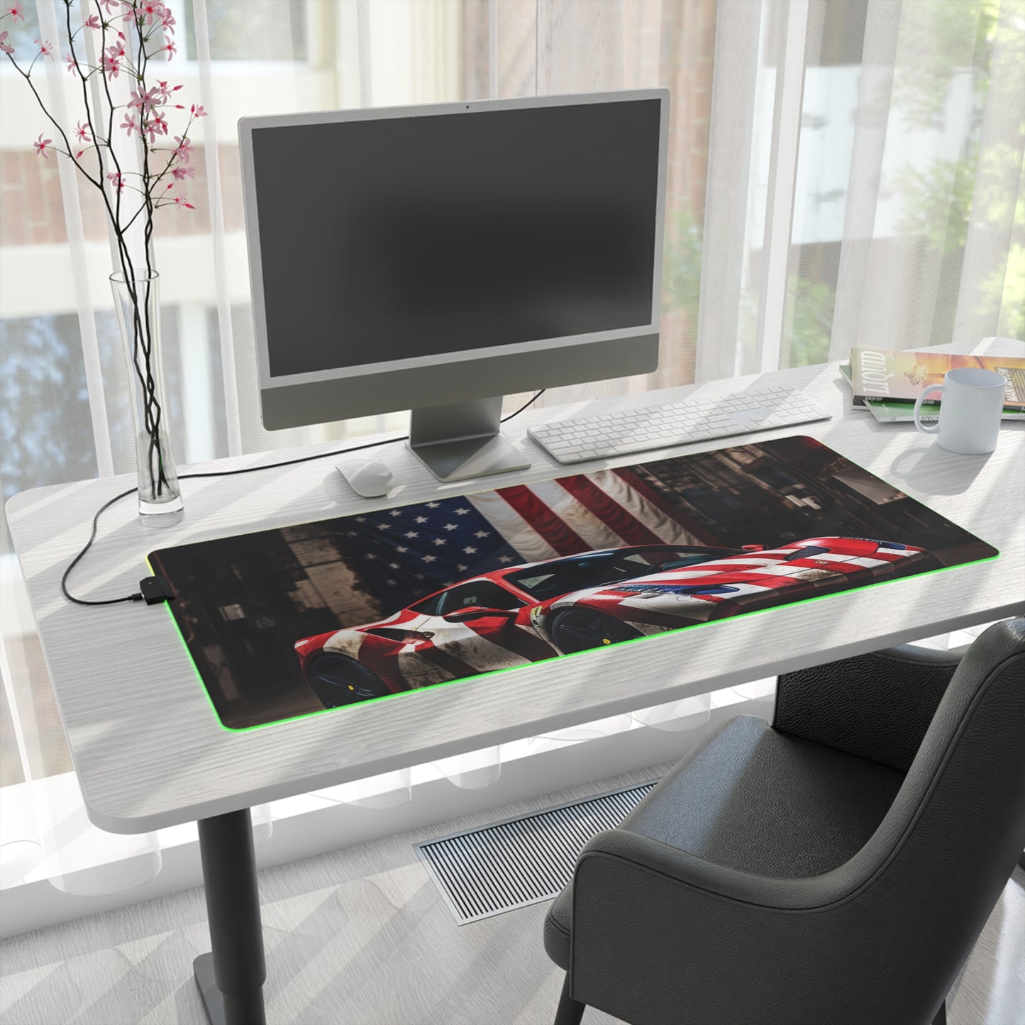 LED Gaming Mouse Pad American Flag Farrari 2