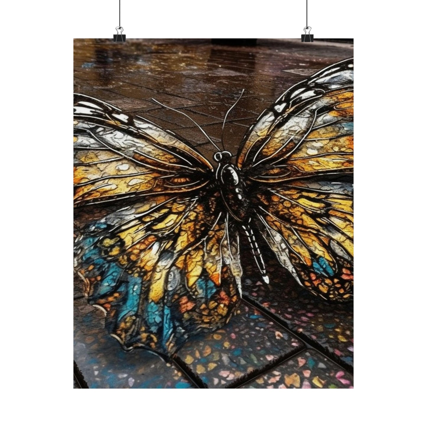 Premium Matte Vertical Posters Water Butterfly Street 1