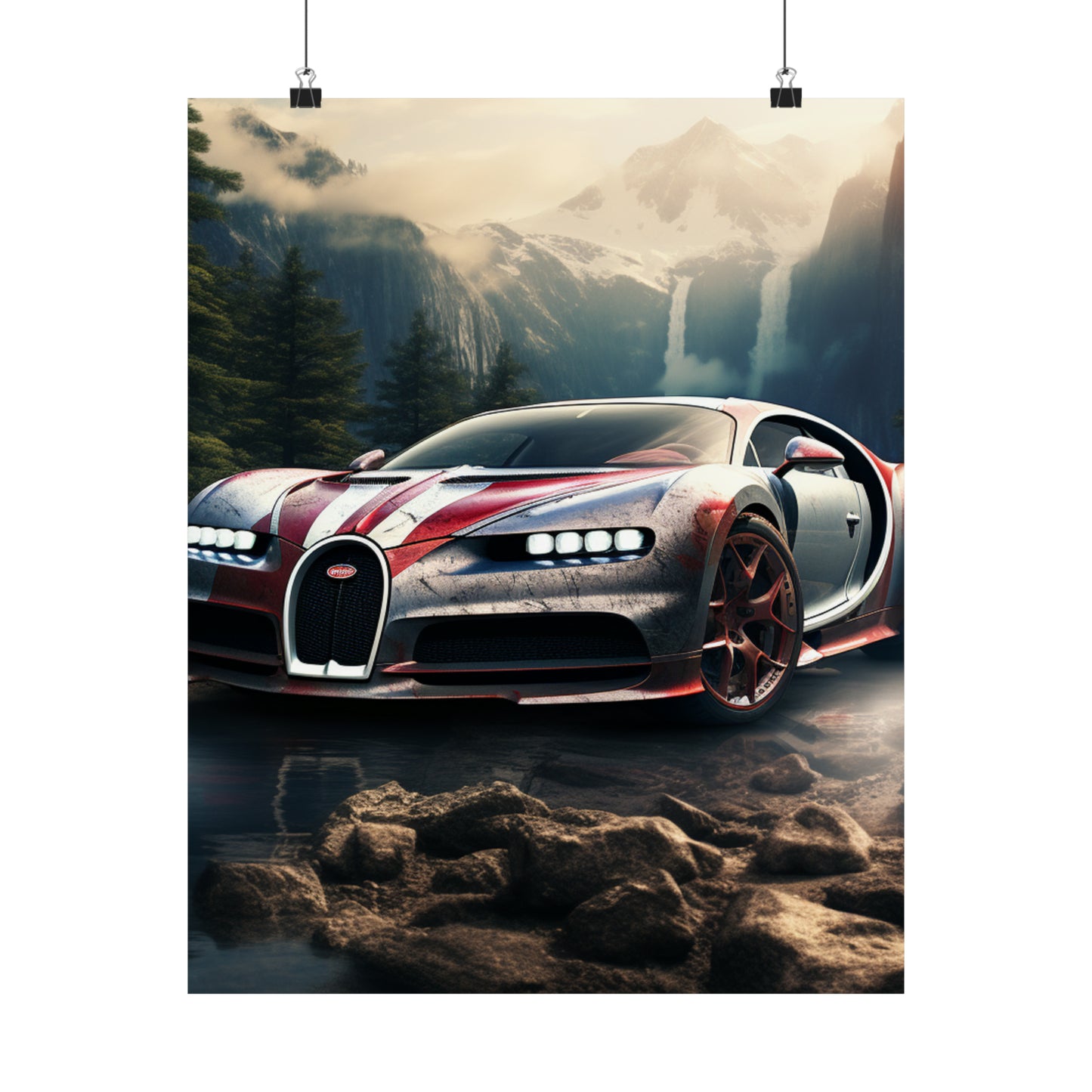 Premium Matte Vertical Posters Bugatti Waterfall 4