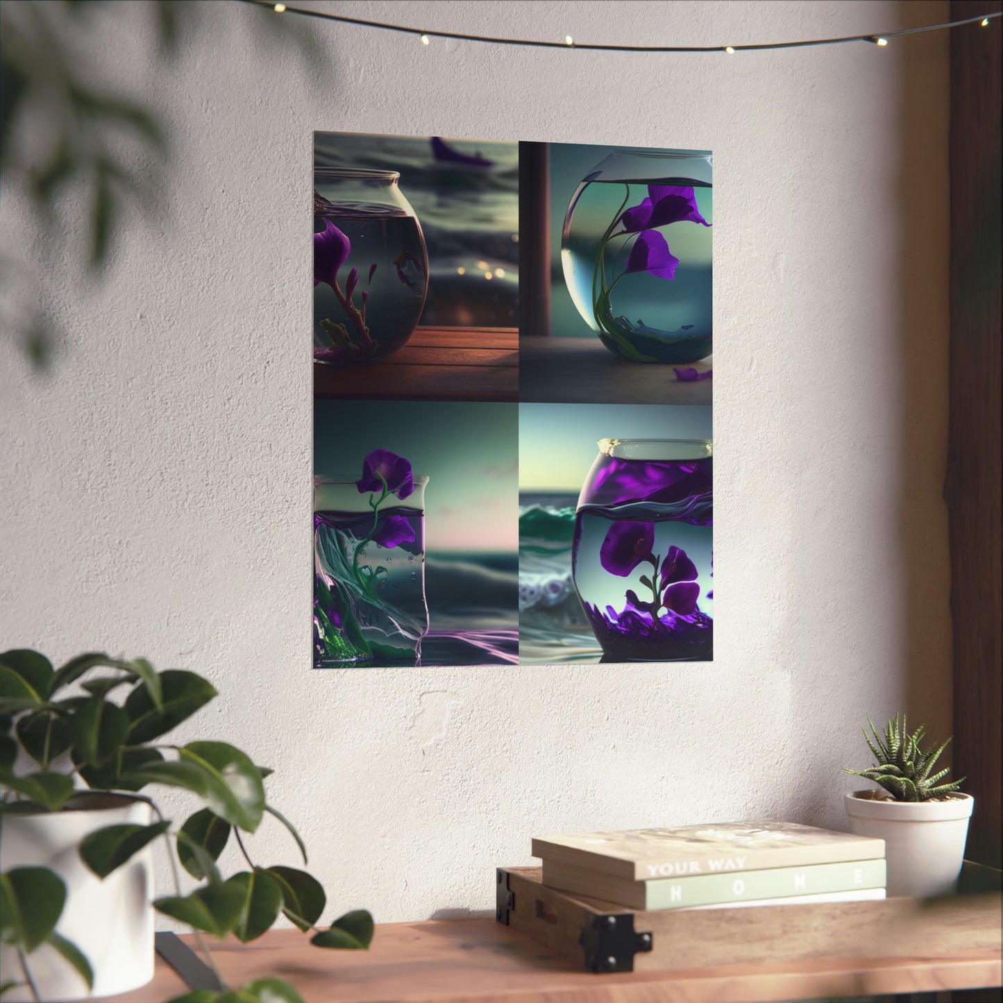 Premium Matte Vertical Posters Purple Sweet pea in a vase 5