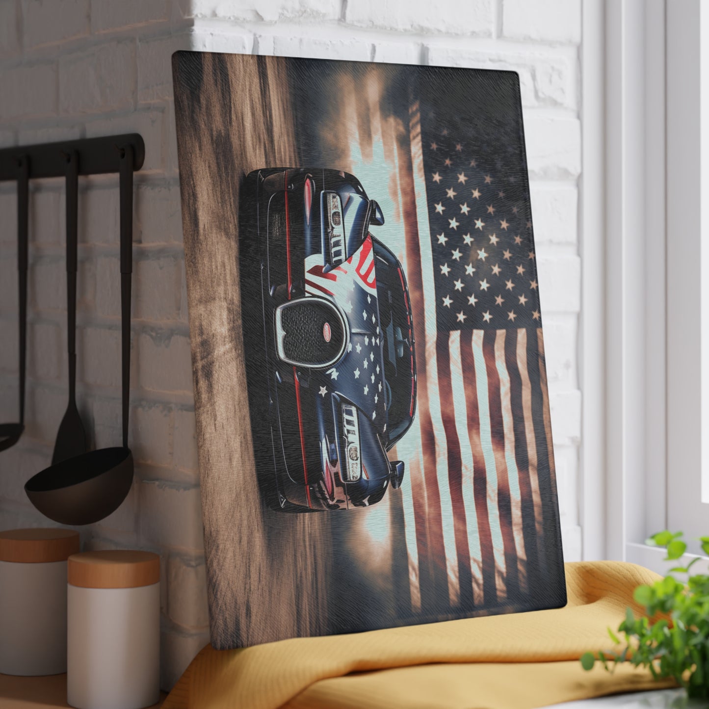 Glass Cutting Board Bugatti American Flag 2