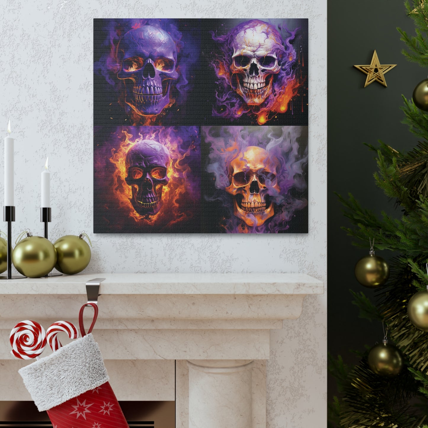 Canvas Gallery Wraps Skull Flames 5