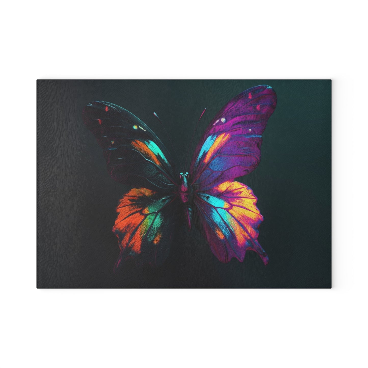 Glass Cutting Board Hyper Colorful Butterfly Purple 3