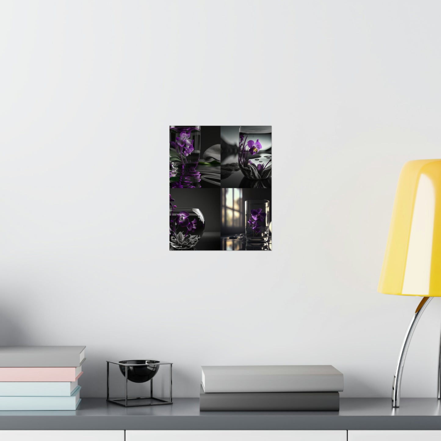 Premium Matte Vertical Posters Purple Orchid Glass vase 5