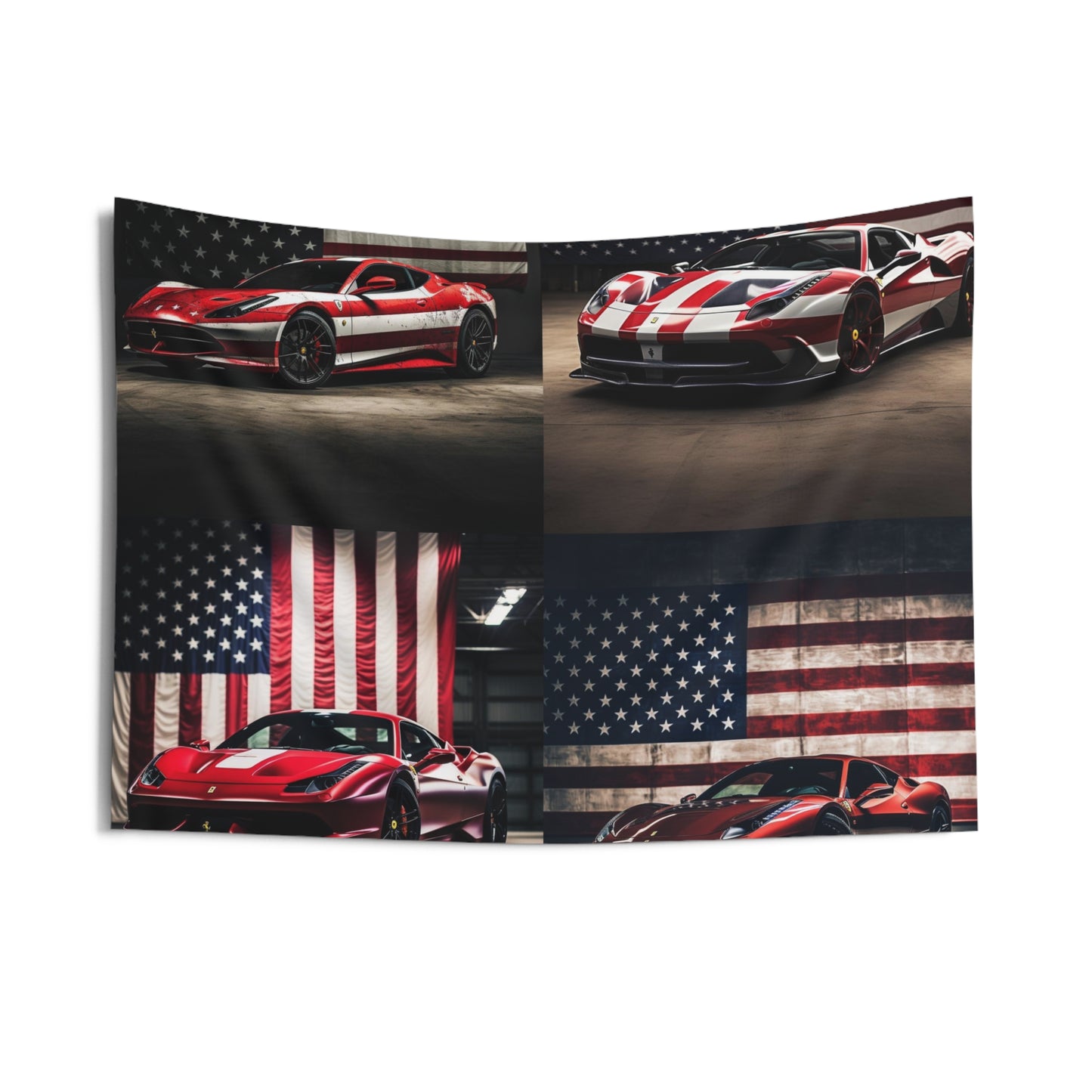 Indoor Wall Tapestries American Flag Background Ferrari 5