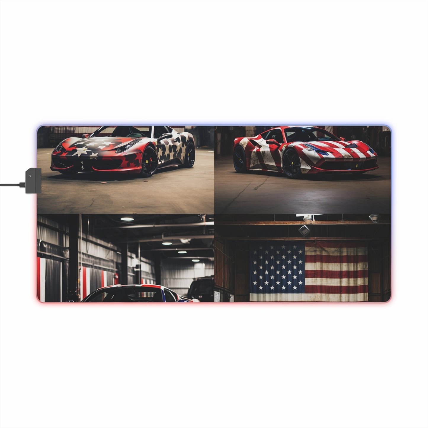 LED Gaming Mouse Pad American Flag Farrari 5